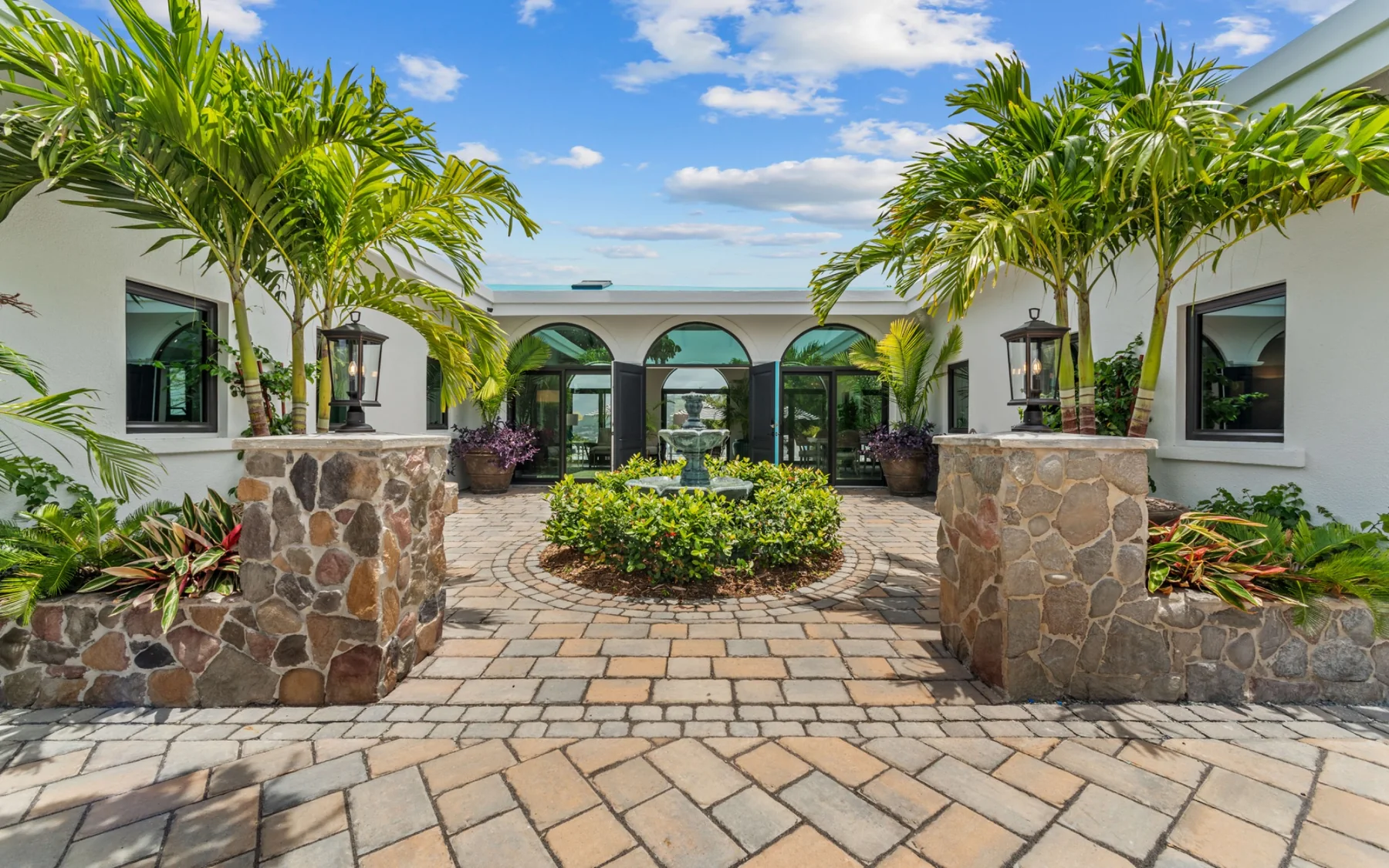 Landscaped courtyard entrance at My Lady's Manor