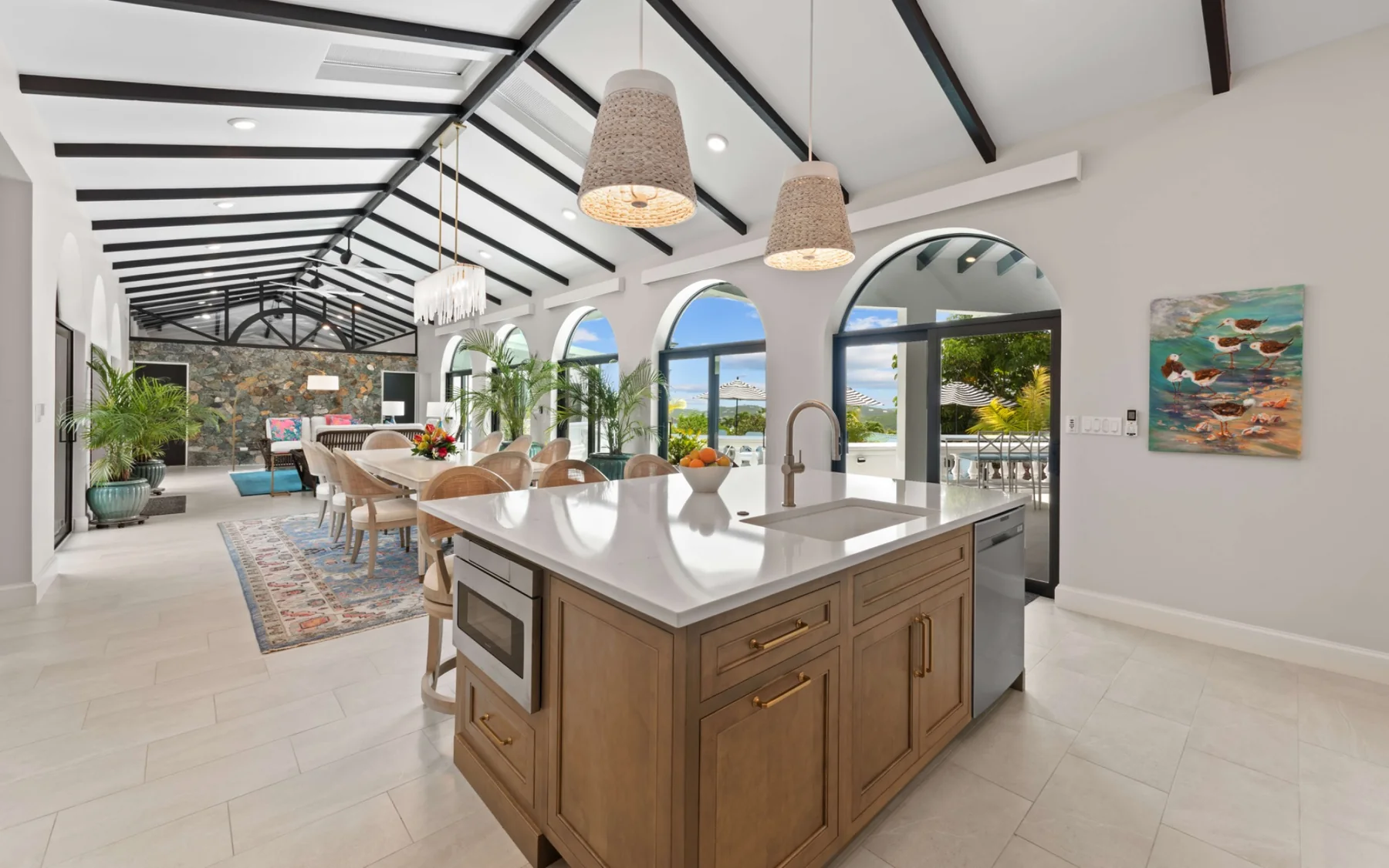 Open kitchen, dining, and living space at My Lady's Manor
