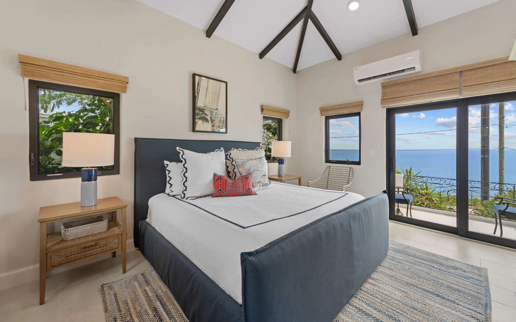 Ocean-view king bedroom with private balcony